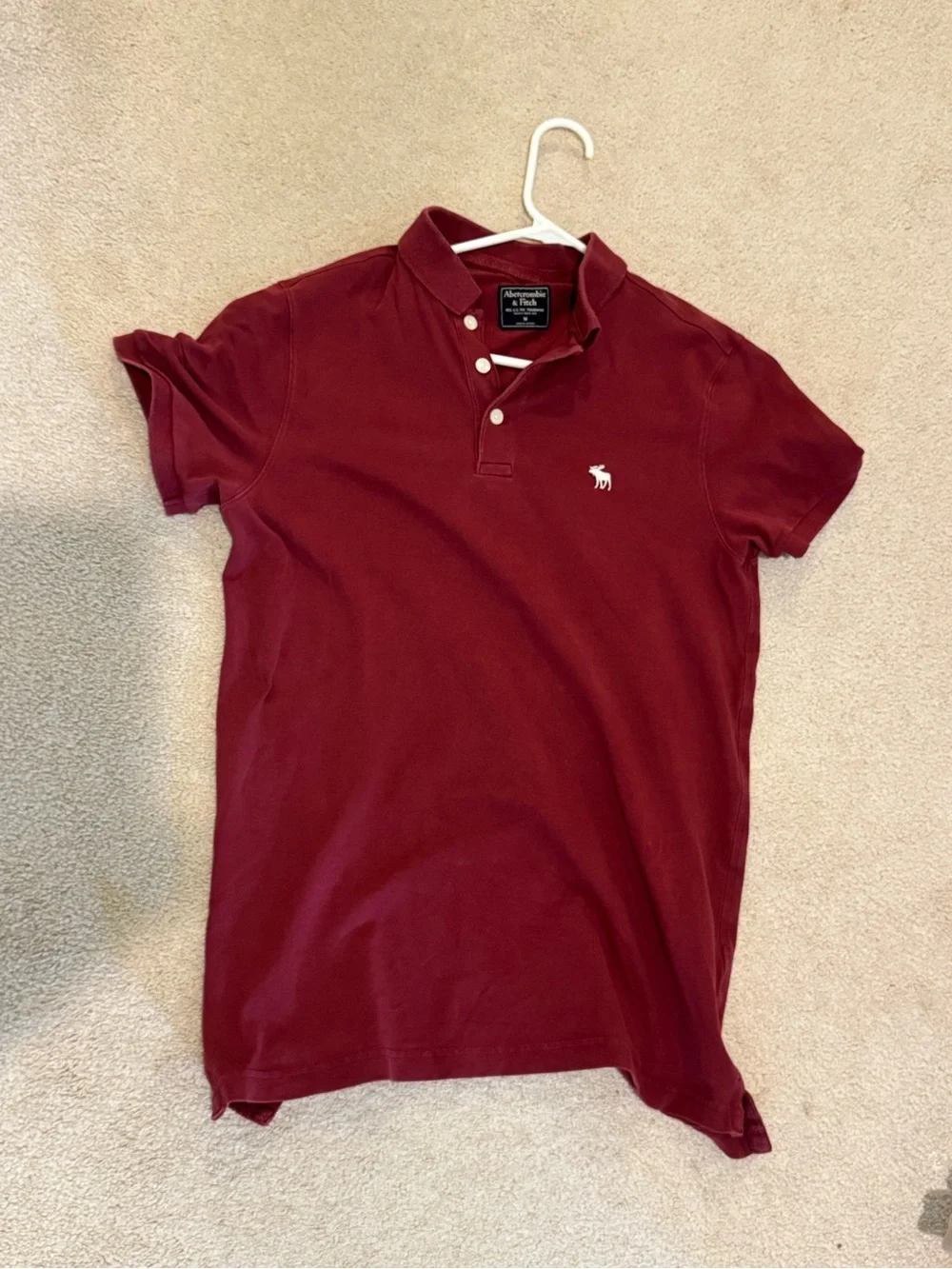 Abercrombie & Fitch Men’s Burgundy Moose Logo Polo Shirt M